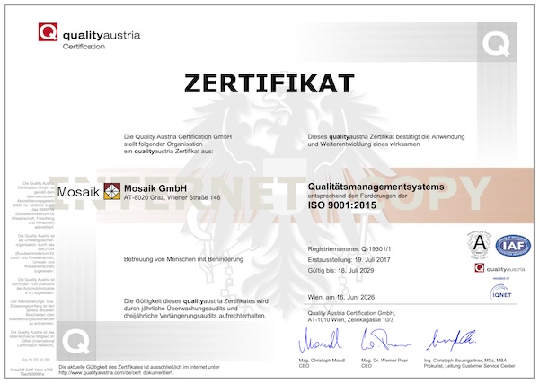 das Zertifikat 
